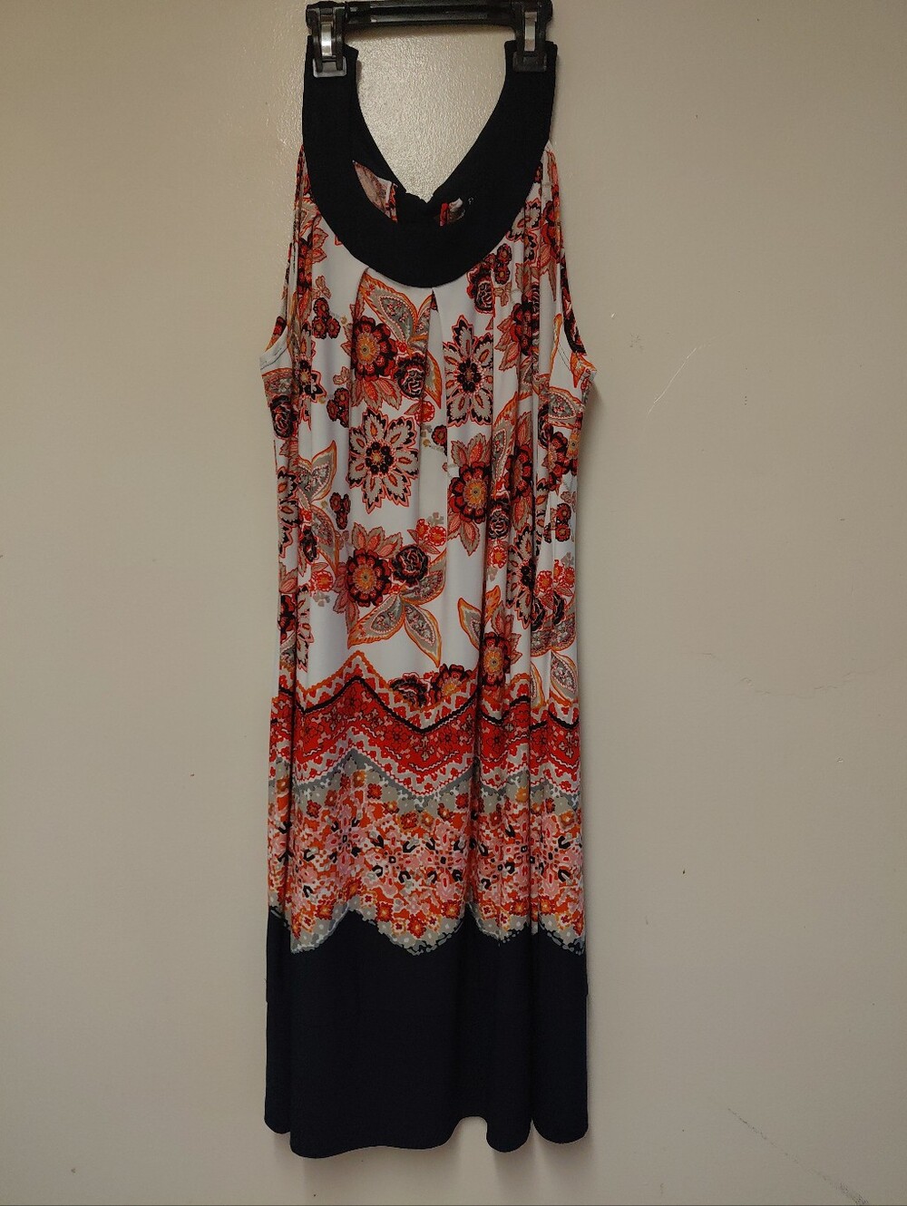 Enfocus Women's Navy Blue Floral Plus Size Tank Midi Dress Size 14W
